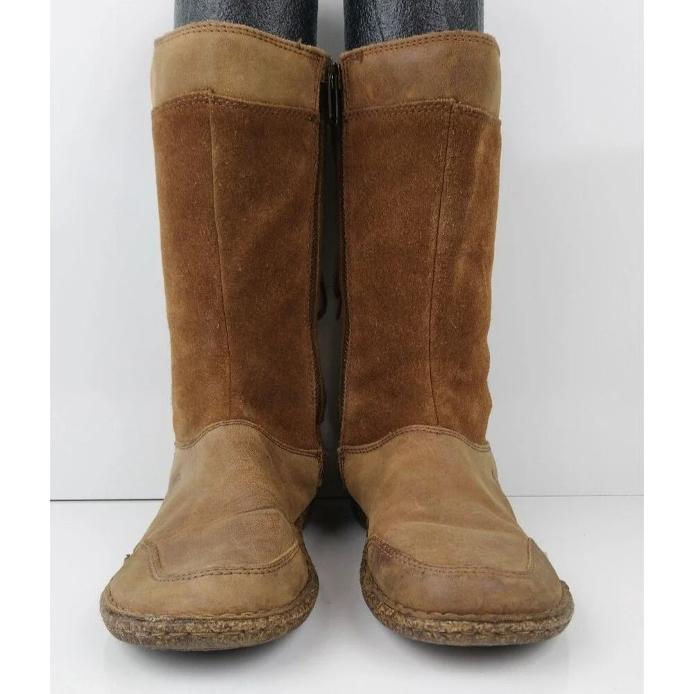Born Bailie Mid Calf Leather Lace Back Moccasin Boots Size 4